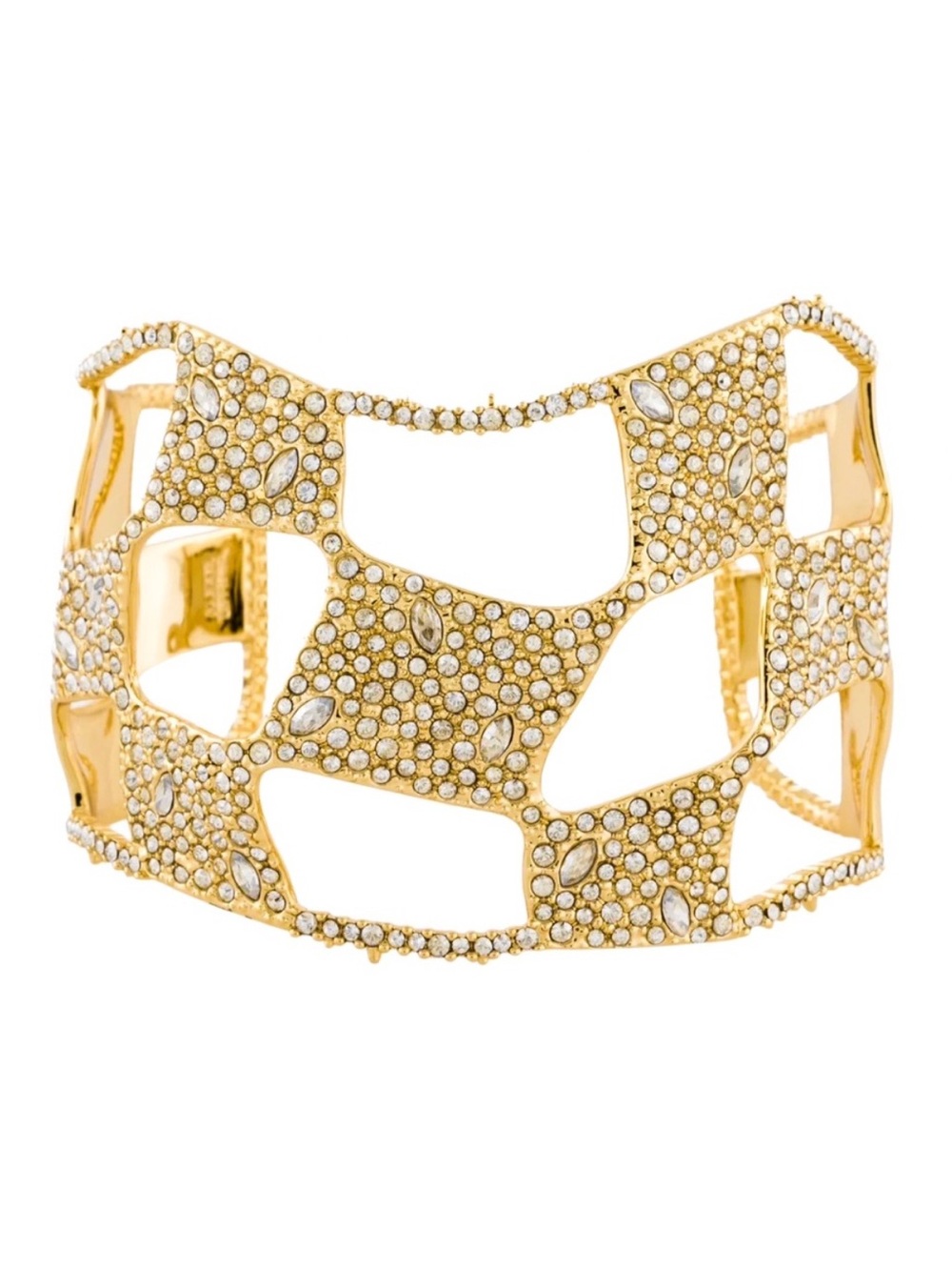 ALEXIS BITTAR Gold Pavé Checkerboard Cuff Bracelet
